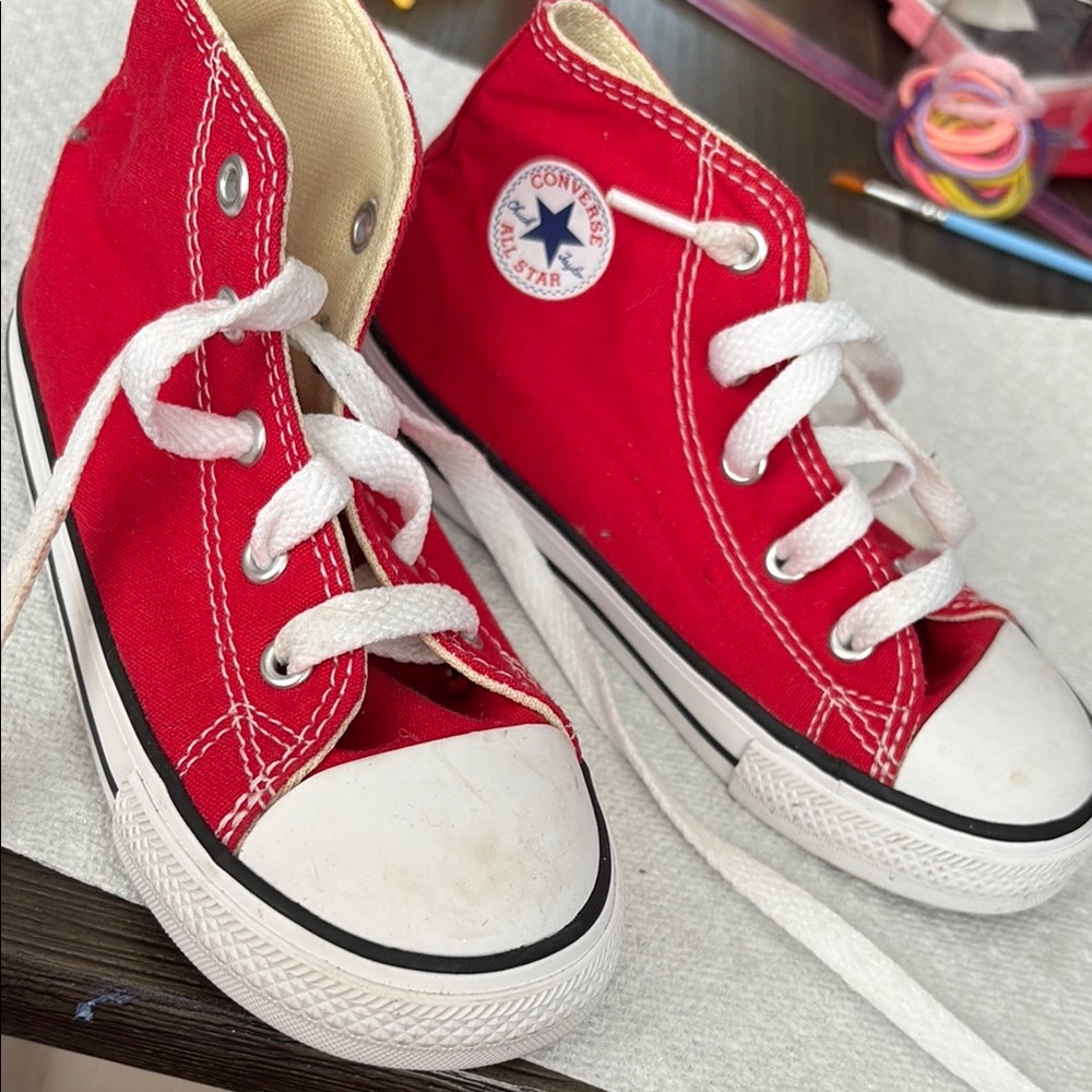 Converse Red and White High-Tops
